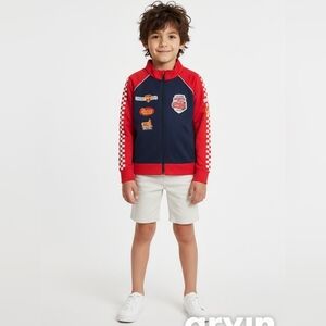 DISNEY X JUMPING BEANS LIGHTNING McQueen PIT CREW JACKET. SIZE LARGE (7). BOYS.